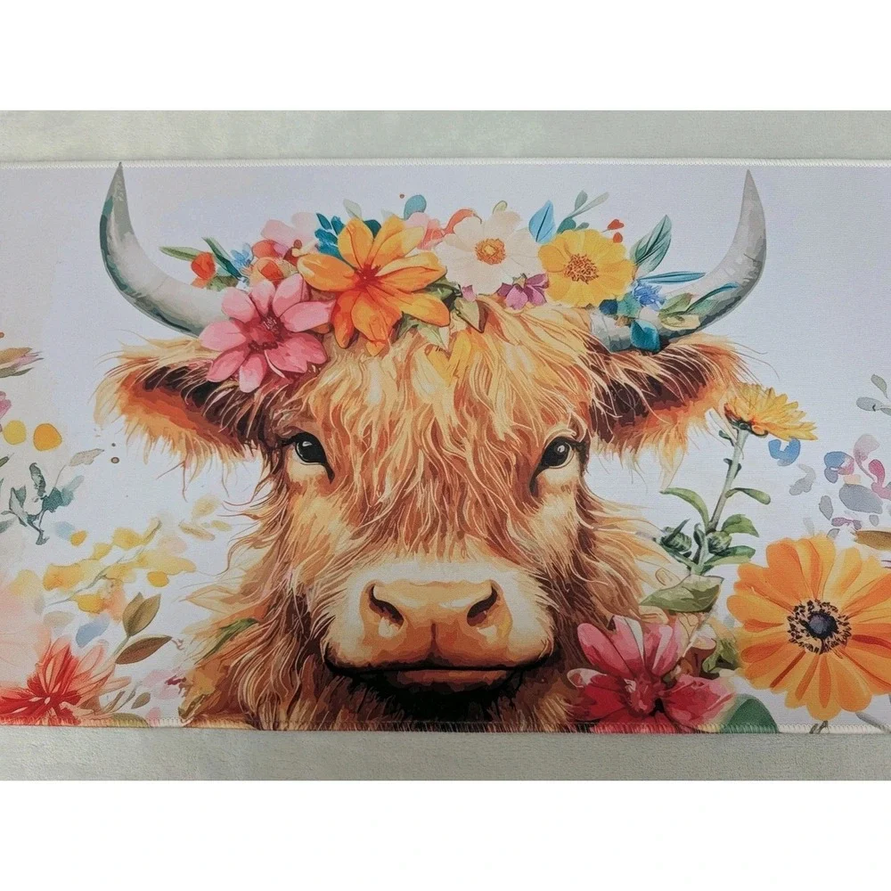 Highland Cow Large Pad Desktop Laptop Mouse Pads Desk Covers Rubber Back 31 X 12